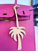 Porte-clés en cuir PU avec boucle en forme de palmier, pendentif de sac, ornement de sac à main personnalisé, marque-page, accessoires, breloques de sac de luxe