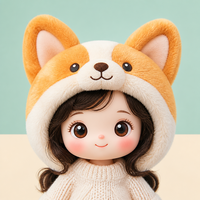 Peluche Corgi Mignonne avec Capuche, Visage en Vinyle, Jouet Doux Kawaii, Article de Collection, OEM ODM, Fabrication Personnalisée, Vente en Gros