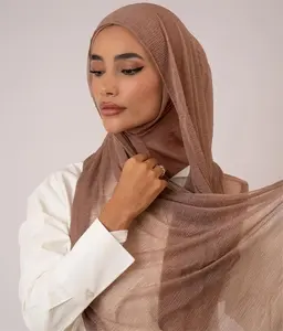 Shimmer Glitter Hijab Muslim Women Gold Silk Head Scarf Crinkle Shawls and Wraps Islamic Turban Scarves Female Foulard