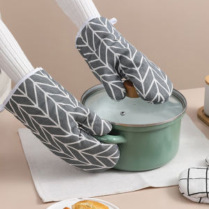 Guantes antiquemaduras de estilo nórdico para horno de microondas, resistentes al calor, gruesos, para cocinar - Product Image 5