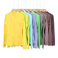 Ensembles de vêtements de sport décontractés pour femmes, veste à manches longues respirante, haut de yoga, coupe ajustée avec logo frontal, grandes tailles