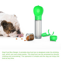 Comedero Portátil para Mascotas con Batería, Botella de 500 ml, Recipiente para Almacenamiento de Alimentos, Recogedor de Excrementos para Perros, Gatos y Animales Pequeños, Plástico Verde, Automático