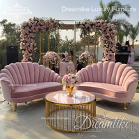 Ensemble de meubles de luxe modernes à 3 places pour le hall de l'hôtel, salon, chambre à coucher, salle à manger, canapés de mariage en option, blanc, rose, bleu