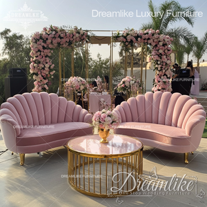 Juego de muebles de sofá de 3 asientos modernos de lujo para vestíbulo de Hotel sala de estar dormitorio comedor opcional blanco rosa azul sofás de boda - Product Image 1