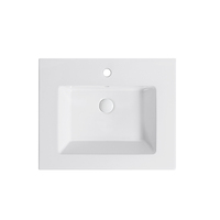 Grifo de Lavabo Rectangular de Cerámica Blanca Contemporáneo con Borde Delgado y un Solo Orificio para Baño, Lavamanos, Hotel, Villa y Apartamento