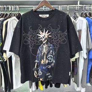 Camiseta de manga corta BKYS de alta calidad, estilo retro, con estampado de calavera y diablo, para hombre y mujer, estilo casual y urbano. - Product Image 5