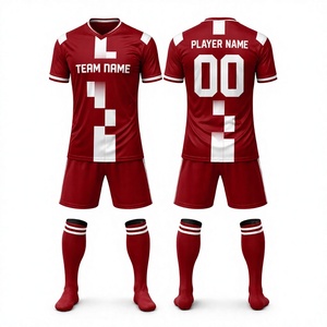 Custom Sublimation Print 100% Polyester <b>Soccer</b> Jersey V-Neck Short Sleeve Team Name Player Number Uniform Set for Unisex Quick - Product Image 1