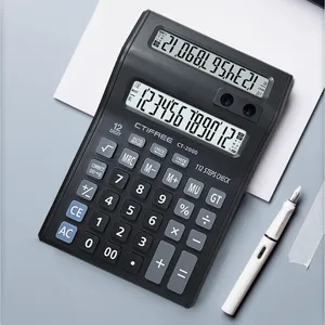 Aangepaste Logo Calculator Elektrisch Kantoor Grote Dubbele Display Professionele Goedkope Boterachtige Rekenmachines Berekening