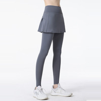 Leggings Jupe Grande Taille Femme Taille Haute Effet Deux Pièces Jupe-Culotte Longue Séchage Rapide Yoga Course Entraînement Vêtements de Sport