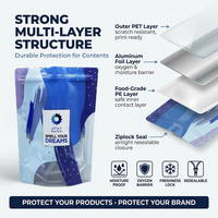Sachet d'emballage en plastique refermable avec fenêtre transparente imprimée sur mesure, en aluminium, pour snacks