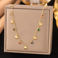 Collier pendentif en coquillage avec zircon coloré plaqué or en acier inoxydable, style tendance de célébrité d'Internet, nouvelle mode européenne YL