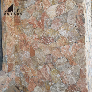 Hiện Đại Bên Ngoài Thiết Kế Tường Màu Đỏ Đá Tự Nhiên Veneer Tấm Chia Kết Thúc Văn Hóa Đá Ốp Cho Biệt Thự Nhà - Product Image 1