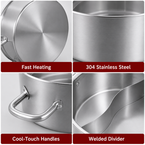 Stainless Steel <b>Soup</b> <b>Pot</b> With Glass Lid Double Handle Induction Compatible SUS 304 Minimalist Design - Product Image 4