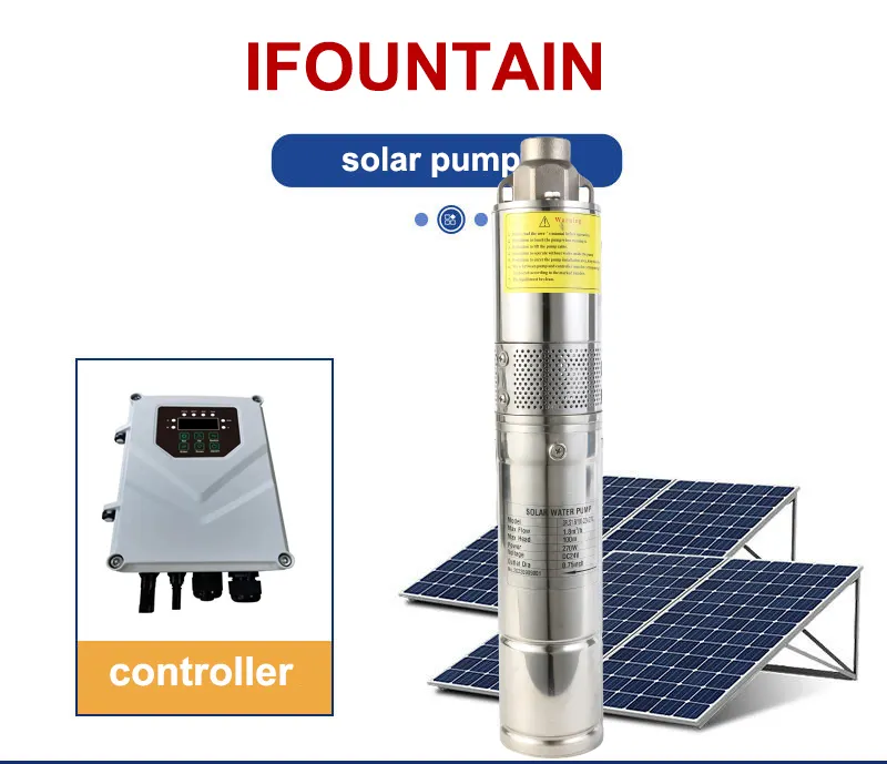 Tarım için 3 inç DC24V 270W dalgıç 100m kafa güneş su pompası