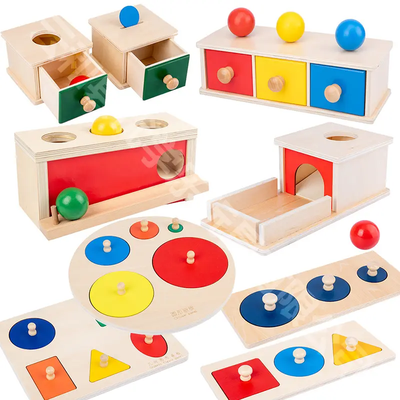 Boîte en bois pour enfants Montessori, blocs assortis, boîte à objets de maintien, cible avec plateau, éducatif pour tout-petits