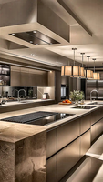 Ensemble de meubles de cuisine et armoire modernes, préfabriqués, étanches, en métal, nouveau modèle, design complet pour villa