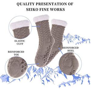 महिलाओं के सर्दियों सुपर नरम गर्म आरामदायक फजी ऊन-Grippers के साथ लाइन में खड़ा क्रिसमस उपहार जूता मोजे - Product Image 6