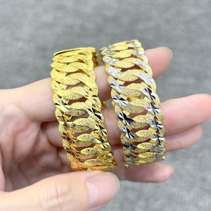 JXX Venta al por Mayor, Brazaletes Chapados en Oro de 24K, Brazalete Abierto Hueco de Latón, Brazaletes Árabes de Dubái para Bodas, para Mujer - Product Image 2