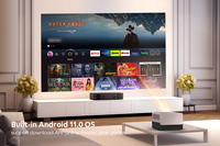 Projecteur LCD intelligent Android 4K avec haut-parleurs 10W, mise au point automatique, 1200 lumens, haute luminosité, pour cinéma maison