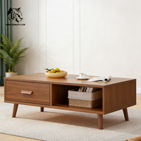 Fournisseur chinois, table basse sur mesure à bas prix, petit MOQ, prête à être expédiée, nouveau design, meubles de salon en bois, table basse à 2 tiroirs.