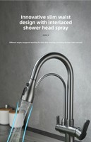 Robinet de cuisine moderne 3 voies en acier inoxydable 304 à poser sur comptoir, avec filtre à eau chaude et froide, mélangeur d'eau purifiée