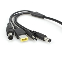 Câble adaptateur de chargeur d'ordinateur portable 4-en-1 personnalisé, 7.4x5.0mm DC femelle vers Lenovo Square USB/Type C/DC5525/DC5521 Chargement multi-appareils