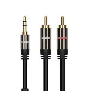 High Quality Aluminum Alloy male to male 3.5mm stereo to 2 rca connector Gold Plated RCA Audio Cable For Computer