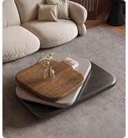 Table Basse Ovale Pivotante Haut de Gamme, Design Unique, pour Villa, Salon, Meuble Décoratif en Bois
