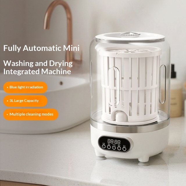 Mini Turbo Rechargeable USB Foldable Portable Washing Machine Rotatable Design for Underwear Socks Voice Control Waterproof