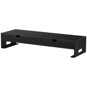 Estante de almacenamiento para monitor de escritorio, organizador de metal estilo cajón para ordenador de oficina, soporte para ordenador de escritorio con 2 cajones, forma rectangular - Product Image 1