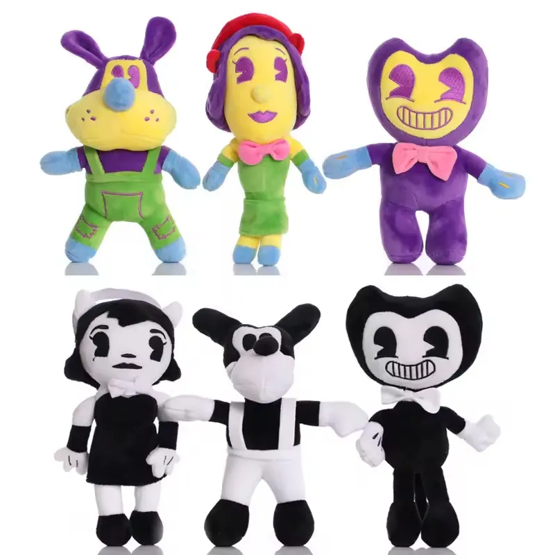 Juego Bendy Doll y máquina de tinta juguete de peluche colorido Anime Plushie figuras de peluche juguete Thriller regalos para niños