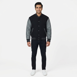 High Quality 100% Cotton Varsity Jacket Men <b>Top</b> Selling Winter High Street Style Front Embroidery Patch Customizable Breathable - Product Image 1