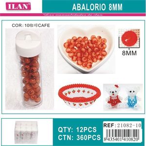 Perline Ilan Abalorio 8mm Colore Caffè per Creazione di Gioielli Confezione da 12 Pezzi - Product Image 1