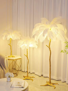 Đèn sàn lông đà điểu Bắc Âu phòng khách phòng ngủ phòng phát sóng trực tiếp không khí trang trí đèn tất cả đèn bằng Đồng hoặc nhựa - Product Image 5