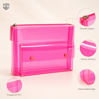Pochette cosmétique transparente en PVC avec fermeture éclair, personnalisable avec logo, pour organiser le maquillage, étanche, multi-usages, vente en gros, OEM