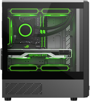 Micro ATX TG Glass Gaming Mid Tower Computer Case with 240mm Water Cooling Support Steel Construction Adjustable USB Ports