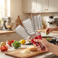 3-delige roestvrijstalen raspset, multifunctionele kaasrasp, groentesnijder, antislip TPR-handvat