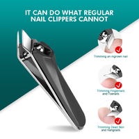 Cortauñas Profesional SHiLiNG de Acero Inoxidable con Cuchilla Curva y Abertura Ancha, Diseño Nuevo, Portátil y Duradero para Uñas Gruesas y de los Pies