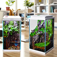 Aquarium miniature écologique en verre carré de 35 L avec éclairage LED, filtre et pompe, 220 V, pour table de salon intérieure, cuisine extérieure, intelligent
