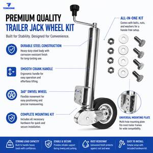 <span class=keywords><strong>Roue</strong></span> de guidage pliable en acier robuste New Era de 60 mm avec pince de fixation, capacité de 300 kg, antirouille, pour utilisation sur remorque - Product Image 2