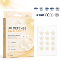 Nouveauté : Patch anti-acné hydrocolloïde invisible UPF50+ personnalisé, protection solaire, végétalien, biologique, sans cruauté, pour tous types de peau