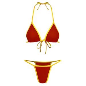 ชุดบิกินี่เซ็กซี่แบบสตริงสไตล์บราซิล 3 มิติ สำหรับผู้หญิง สั่งผลิตขั้นต่ำ 50 ชิ้น ลายบล็อกสีพร้อมเสื้อยืดลายเสือดาว ชุดชายหาด - Product Image 3