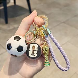 2026 Sport Lovers Football Souvenirs <b>Keyring</b> Braided PU Phone Strap Sport Backpack Charms Cute Football Pendant Keychain for Boy - Product Image 3