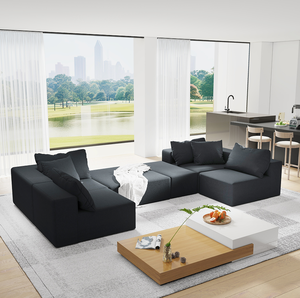 Ensemble de canapé modulaire rembourré moderne, canapé d'angle en forme de L de 132 pouces pour salon avec 6 coussins - Product Image 2