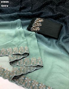 Fournisseur en gros de sarees de luxe au design moderne pour femmes, vêtements indiens et pakistanais, saree en mousseline avec blouse Banglori - Product Image 5