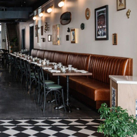 Banquette de style américain antique pour restaurant, banquette en cuir en forme de U personnalisé, ensemble de meubles de cantine pour hôtel commercial