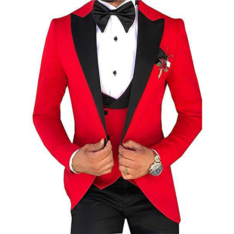 Abito Uomo Slim Fit 3 Pezzi - Giacca, Gilet E Pantaloni - Elegante Per Matrimoni E Eventi