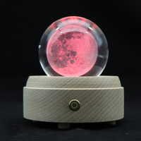 Veilleuse décorative avec contrôle par application, lampe de nuit boule de cristal 3D pour maman, cadeau pour la Saint-Valentin