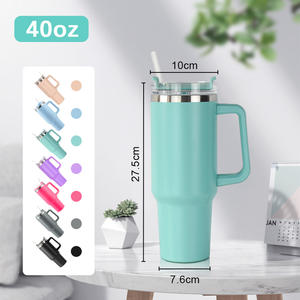 Gobelet de voyage isotherme en acier inoxydable 304 de 40 oz avec logo personnalisé, couvercle à poignée et paille, style américain, en stock, expédition rapide depuis l'entrepôt américain - Product Image 5