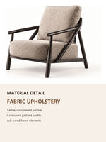 Fauteuil d'appoint moderne en tissu rembourré avec structure en bois massif pour salon, coin lecture, personnalisable